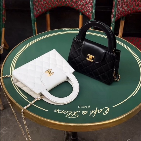 NWT π€ CHANEL 24P White Leather Small Nano Shopper Kelly Bag - Picture 3 of 16